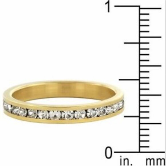 Cubic Zirconia Eternity Ring Size 10 11 12 Gold Plated Band Stackable Mens Women - Picture 2 of 4